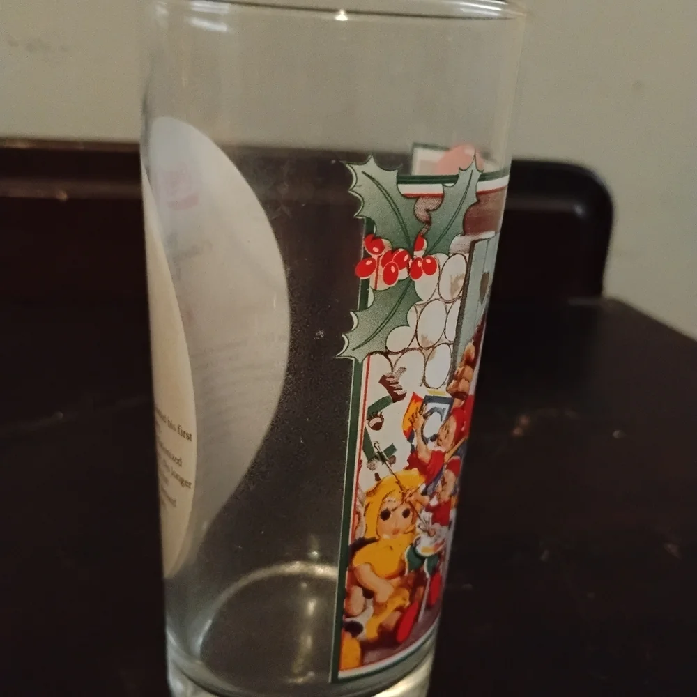 Coca Cola Santa Glass with Red and White Accents